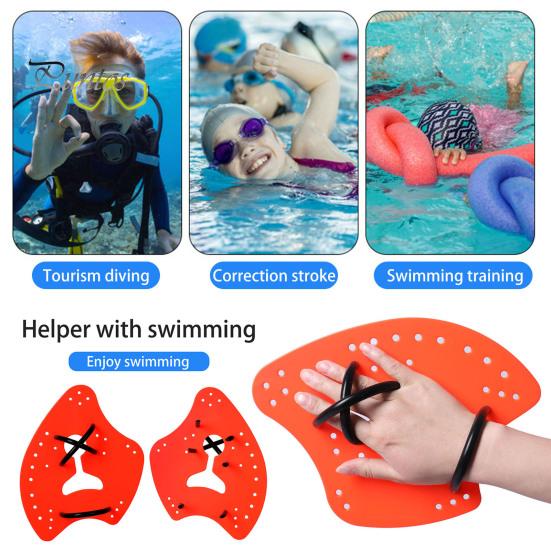 Porous Drainage Swim Fins 1 Pair Swimming Hand Paddle with Silicone Strap Holes Professional Kids Resistance Reducing Fin Adults Beginner Freestyle