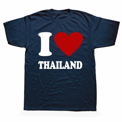 Camiseta Divertida I Love Thailandia Algodón Streetwear Manga Corta Regalos de Cumpleaños Ropa para Hombre Moda Casual Holgada Camiseta Oversize