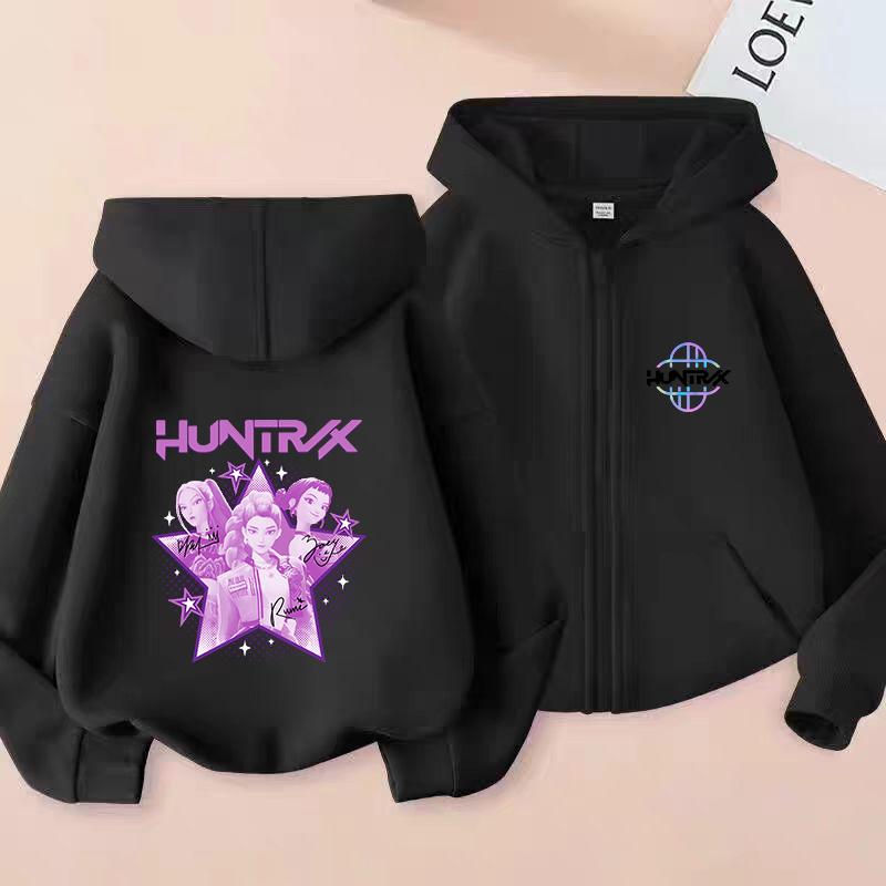 2025 New Y2K KPop Devil Hunter Zipper Hoodie Autumn Casual Long Sleeve Children's Clothing Fashion Versatile Girls' Top