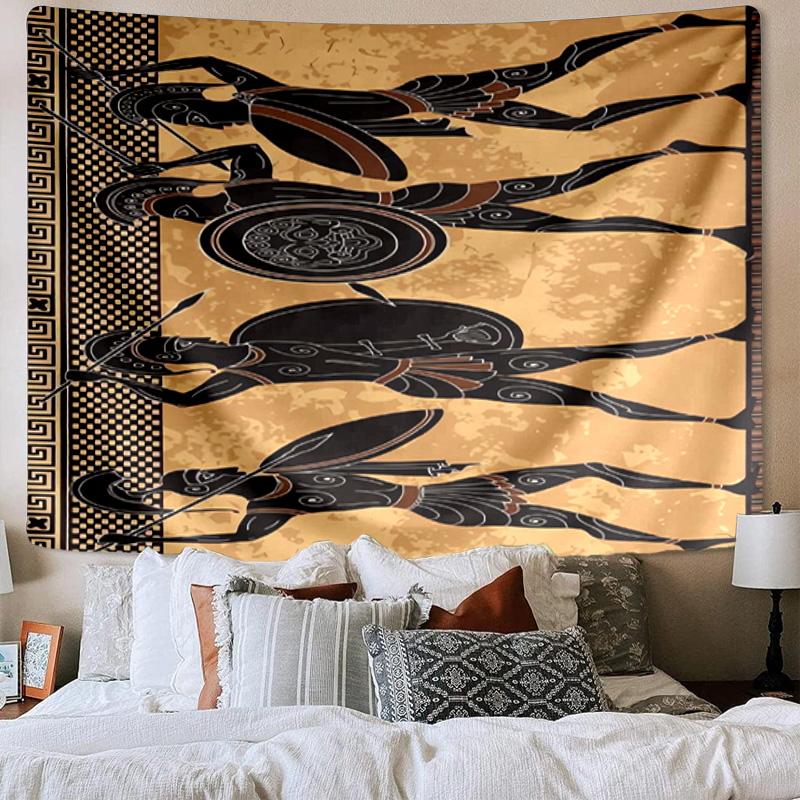Ancient Greek Warriors Printed Tapestry, Wall Hanging,Livingroom, dormitory, Large Wall Decor, Fabric Decor Fan Birthday Gifts