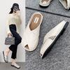Elegantes Cómodos Chanclas de Verano para Mujer sin Cierre Punta Cerrada en Marrón Beige Negro