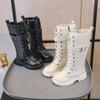 Autumn Children Knee Length Boots  British Girls Princess Boots Kids Zipper Comfortable Non Slip Solid Color Long Boots
