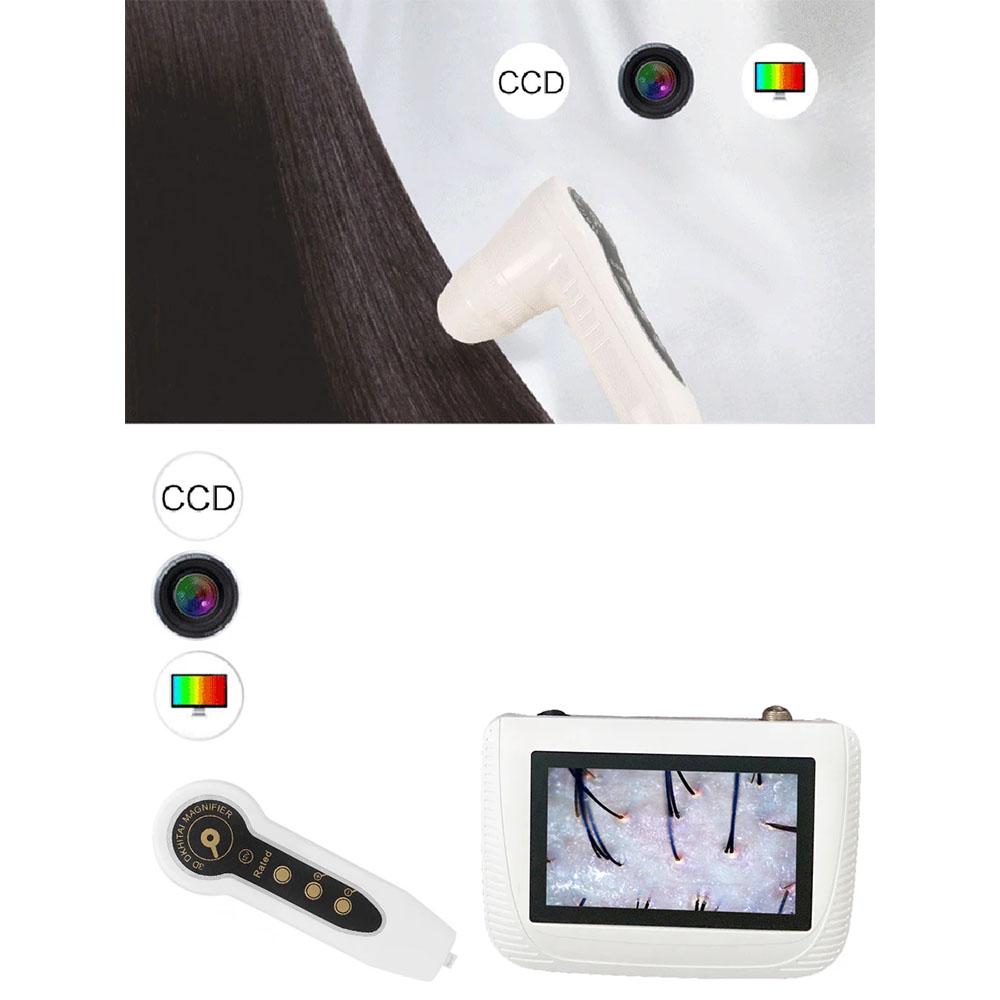 5 Zoll Hautanalysator Haut-Haar-Kopfhaut-Detektor Dermatoskopie-Tester Analysator zur Diagnose Hautpflege-Tools mit 2 wiederaufladbaren Linsen