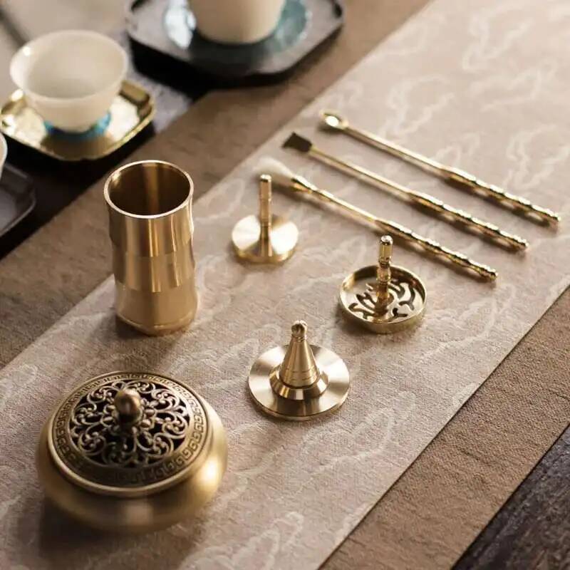 Messing Weihrauchbrenner Tragbar DIY Zen Weihrauchbrenner Siegel Weihrauch Keramik Set Hand Duftpulver Herstellung Weihrauchbrenner