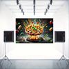 2D Flat Surface, Pizza Party Background, Suitable for Family, Garden or Courtyard Decoration, Polyester Fiber Material