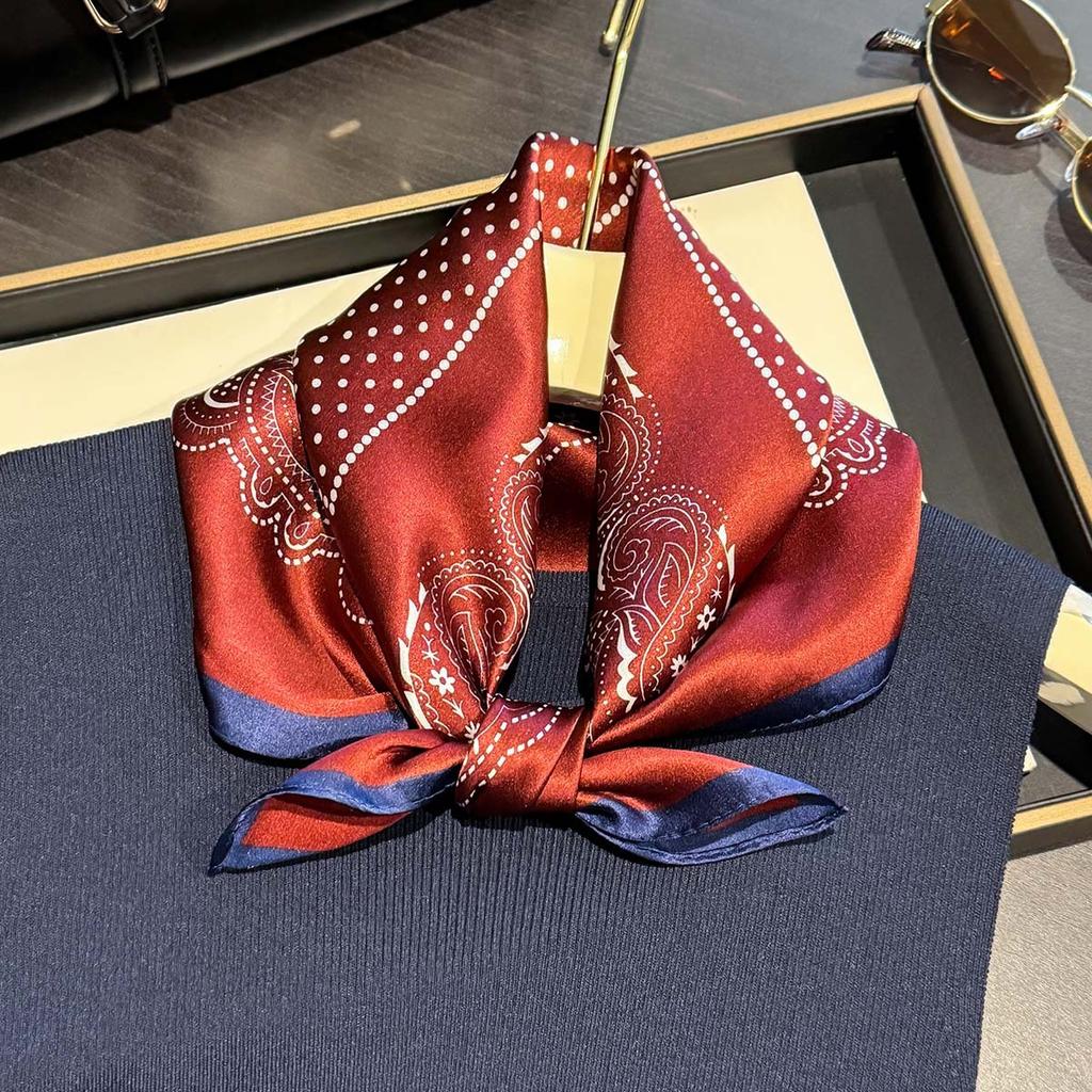 Print 53*53cm 100% Silk Square Scarf for Women Soft Kerchief Hairband Female Headband Hijab Fashion Decoration Shawl Bandana