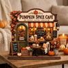 Vintage Autumn Pumpkin Cafe Plaque 2D Flat Bookstore Tabletop Sign  Home Tabletop Decor