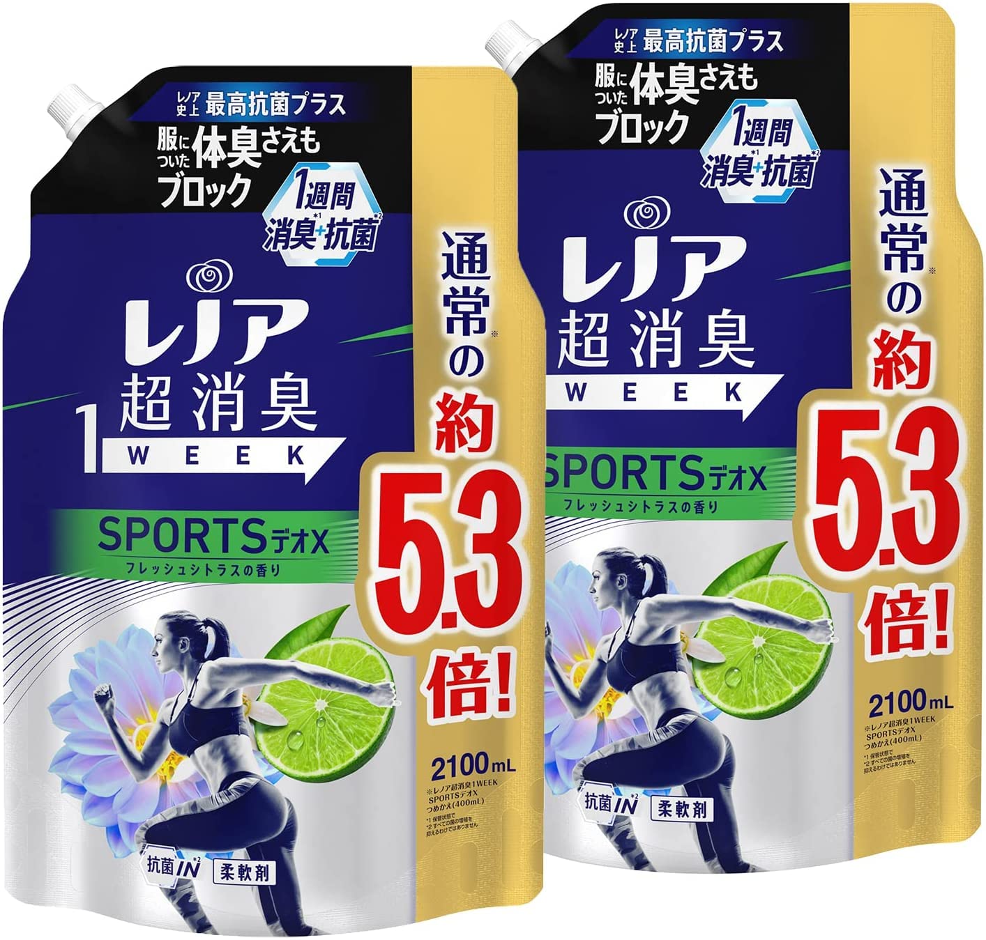 

Lenor Super Deodorant 1WEEK Softener SPORTS Deo X Fresh Citrus Refill 2100mL x 2 [Bulk Purchase] [Large Capacity] білий