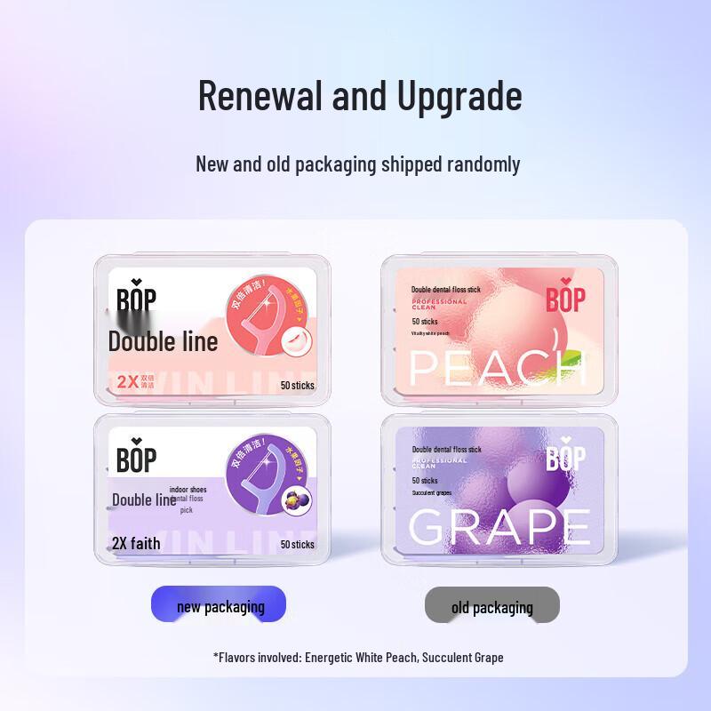 Pop Research Double Thread Dental Floss Picks, White Peach