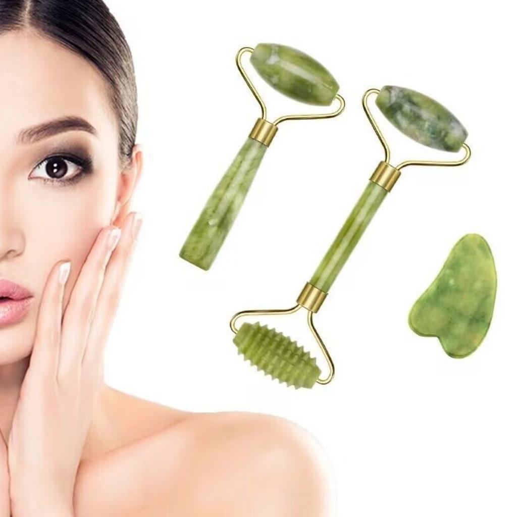 1/2/3 Stück Set Gesichtsmassagegerät Guasha Jade Roller Schaber Gesichts-Hautpflege-Werkzeuge
