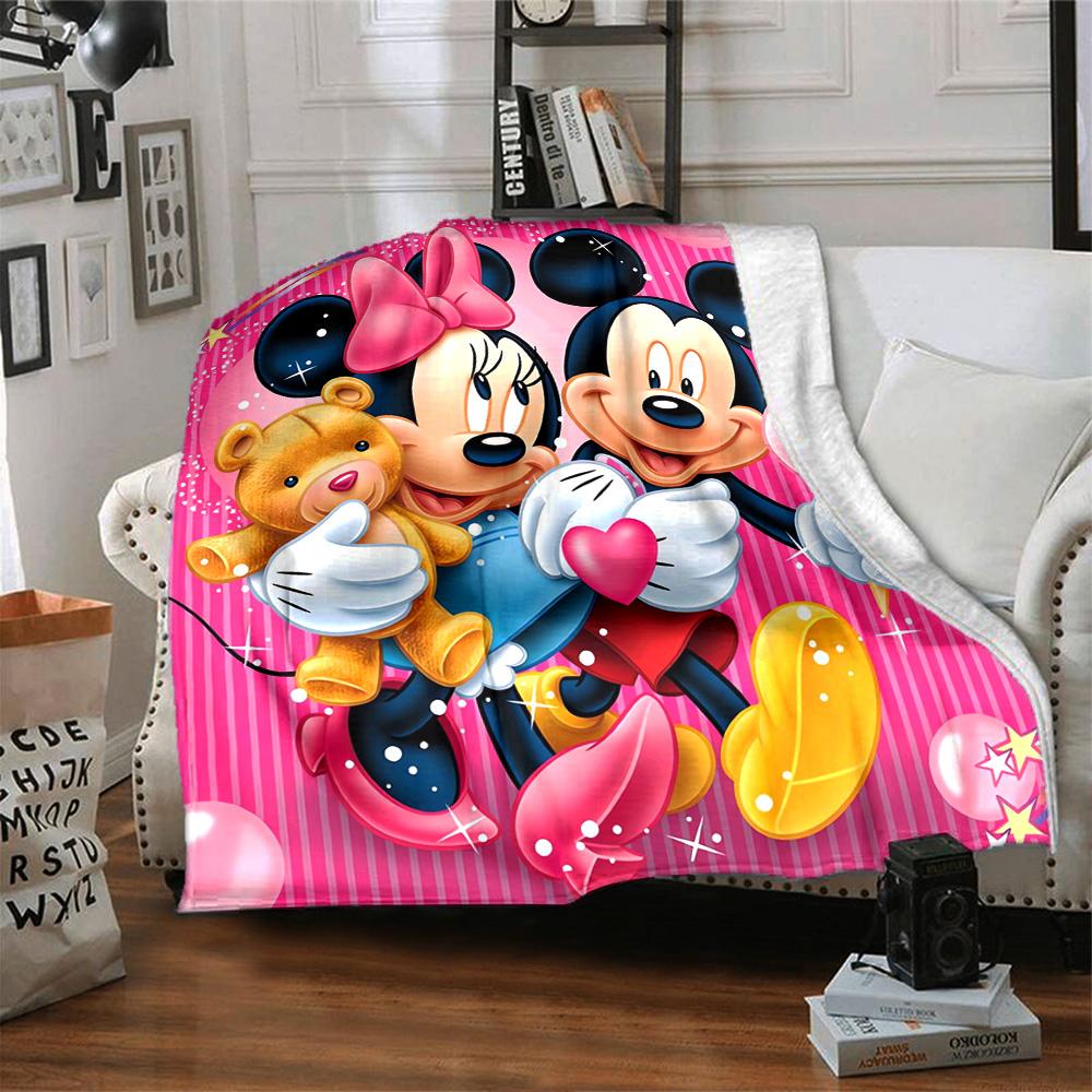 Mickey Minnie'S Sweet Day Flannel Blanket Super Soft Warm Cozy Blanket For Sofa Bed Office Travel Allseason Home Decor Gift