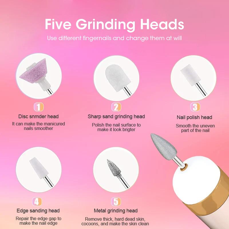 5-in-1 Electric Nail Art Set Nail Drill File Multi Functional Machine for Polishing and Beauty Care Maintenance