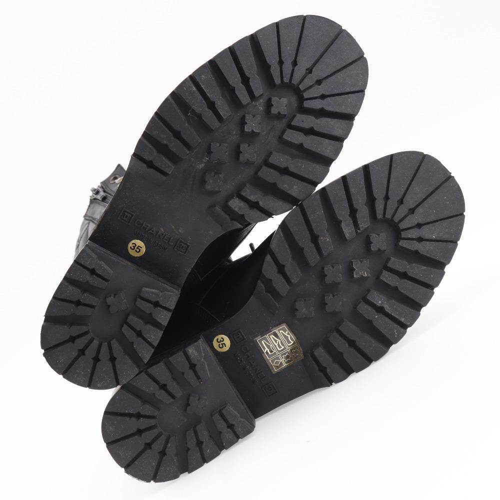 CHANEL boots Sports line black leather Women Used