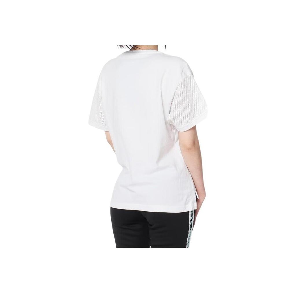adidas Neo Casual Sports Round Neck Short Sleeve Drop Shoulder T-Shirt Women T-Shirts White DU2373