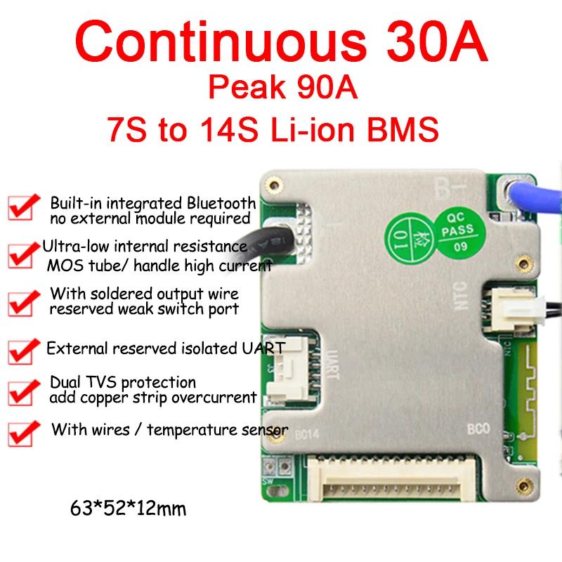 JBD BMS Automized Identify 7s-14s 7S 8S 9S 10S 11S 12S 13S 14S 20A 30A LFP NMC Smart BMS 24V 36V 48V Battery Management System