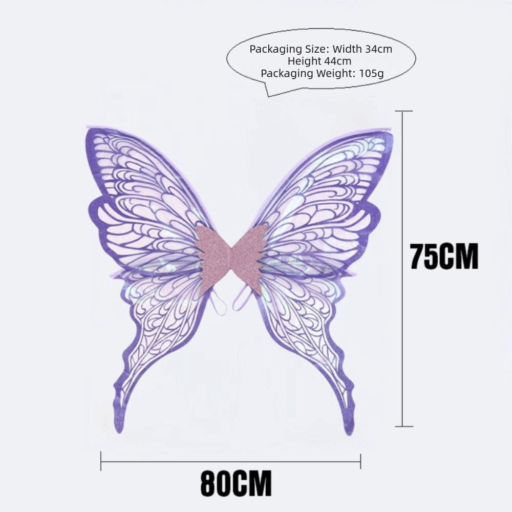 Fantasy Lightweight Fairy Wings Colorful Organza Sparkling Angel Wings Sparkling Durable Dress Up Wings for Women Girls