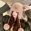 Autumn and winter hats, female Christmas antlers, plush hats, winter warm ear hats, thickened and cold-proof.