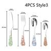 1/4Pcs Animal Cartoon Cute Fork Stainless Steel Children Spoon Fork Children Kids Cutlery Set Tableware Dinnerware Supplies Gift