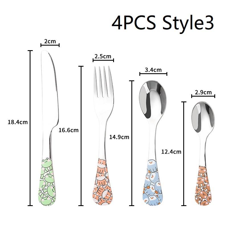 1/4Pcs Animal Cartoon Cute Fork Stainless Steel Children Spoon Fork Children Kids Cutlery Set Tableware Dinnerware Supplies Gift