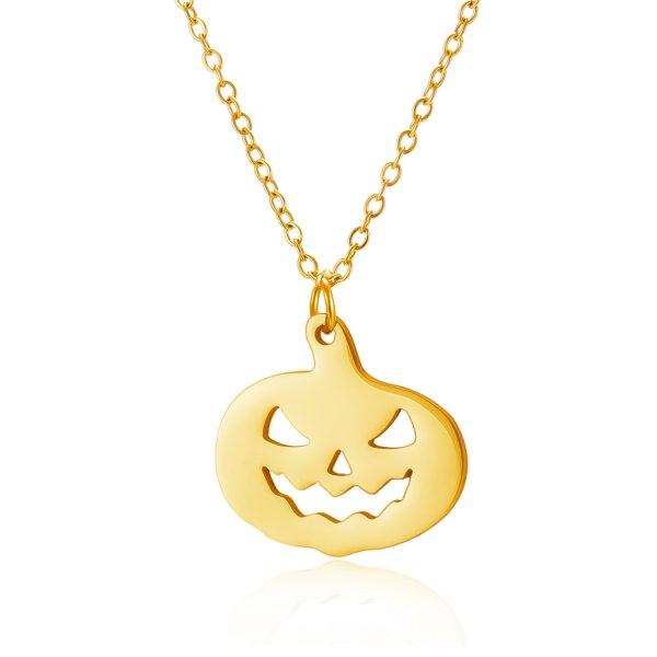 316L Stainless Steel Halloween Ghost Pendant Pumpkin Necklace for Women Men Gold Color Cat Necklace Friendship Jewelry Gift