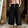 Wide Leg Cropped Pants for Women High Waist Button Front Loose Fit Casual Trousers with Pockets Lightweight Fabric
