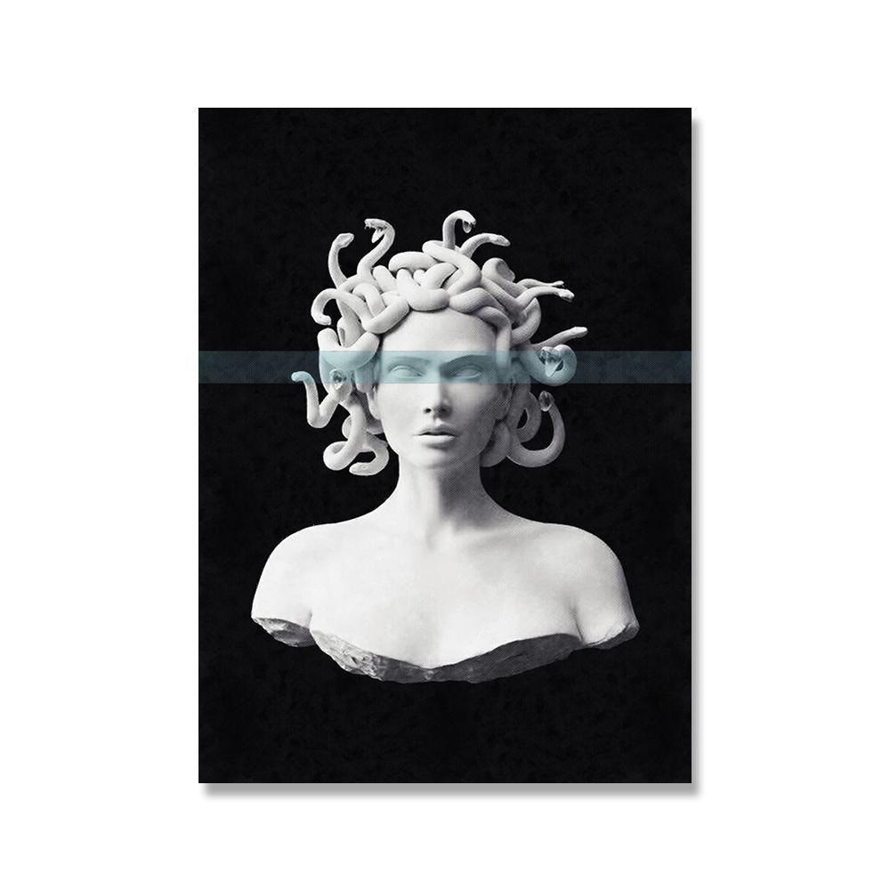 Schwarz-weiße Marmorskulptur, Kunstdrucke, Crying David, Leinwand, klassische Malerei, Wandposter, Bild für Heimdekoration, kein Rahmen