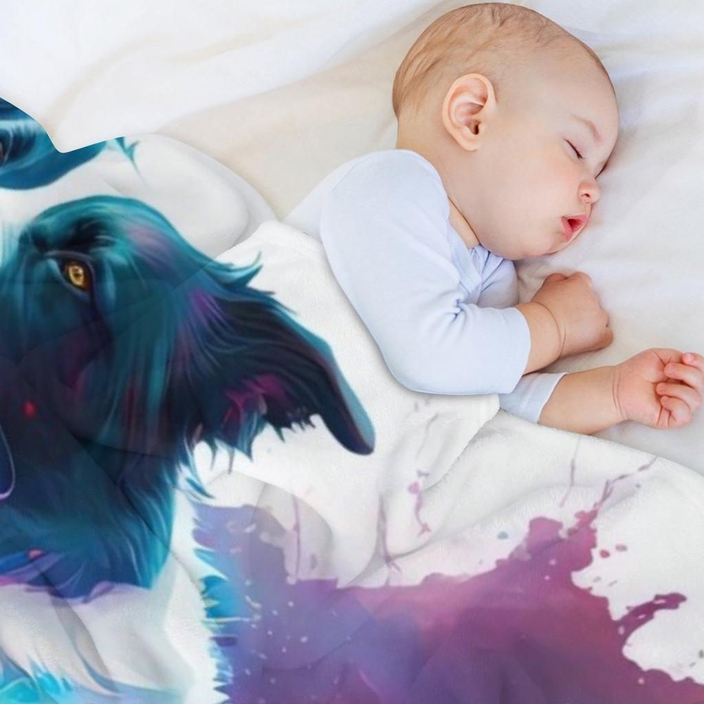 Border Collie Space Throw Blanket for Winter Warm Retros Camping Blankets