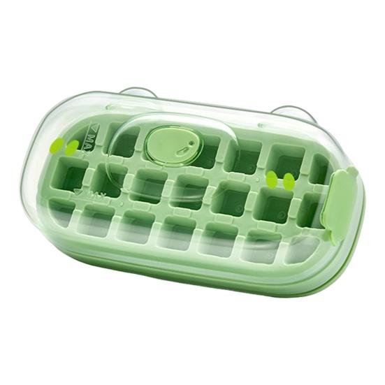 Forma na ledové kostky Láhev na vodu 2 v 1 Roztomilý design medvídka Lis na ledové kostky s nulovým dotykem Podnos na ledové kostky s víkem Přenosná mrazicí láhev na ledový nápoj pro cestování a rodinu