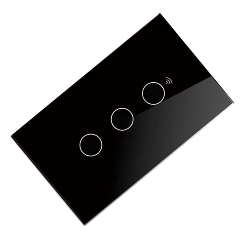 B97A-US Wifi Tuya Smart Wall Switch RF433 3 Gang Neutral Wire Touch Sensor LED Light Switches For Alexa Google Home Smart Home