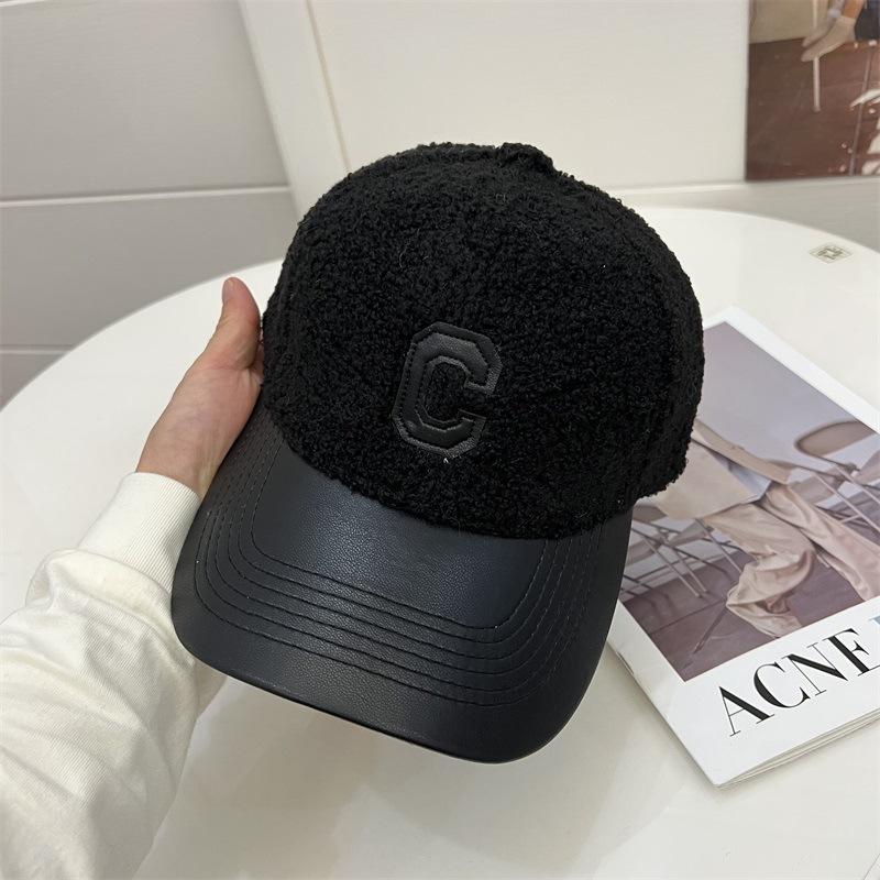 

Бейсболка Big C стандартная, с отделкой из овчины, в стиле колледжа, женская, осенне-зимняя, уличная мода Adjustable 54 -59CM