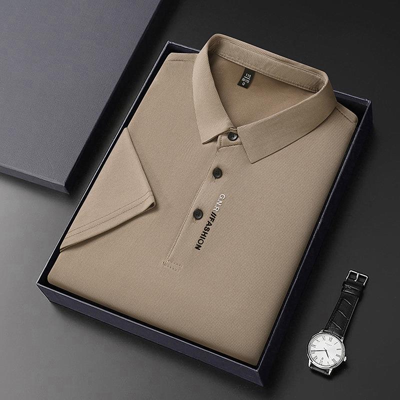 Men's Summer Ice Silk Short Sleeve Lapel T-Shirt - Versatile, Trendy, Cool, and Casual.