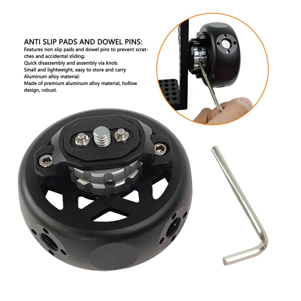 Wheel Side Handle Round Side Hand Grip with Screw Lightweight Camera Hand Quick Release Grip, Non-Slip 1/4" 3/8" Holes, Wheel,