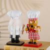 Pack of 2Pcs 17cm Wooden Nutcracker Handmade Figures Chef Gingerbread Man Puppet Festive Collectible Nutcracker Christmas Decor
