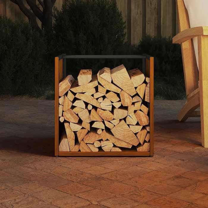 VidaXL Étagère à bois 40x40x40 cm acier résistant aux intempéries 864248