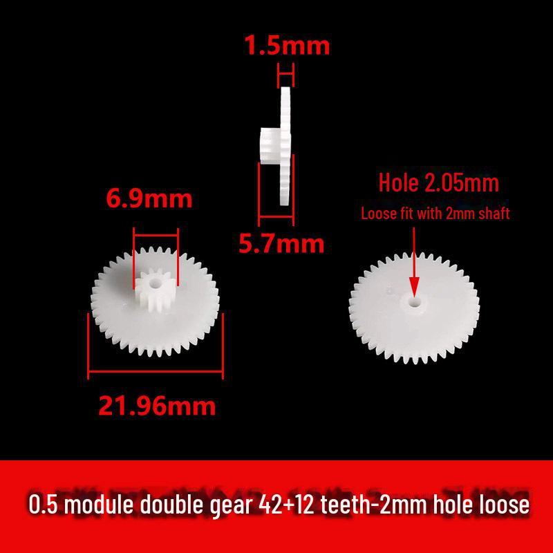 Dwuwarstwowa plastikowa przekładnia zębata o module 0,5, 40-56 zębów, konstrukcja z podwójną redukcją