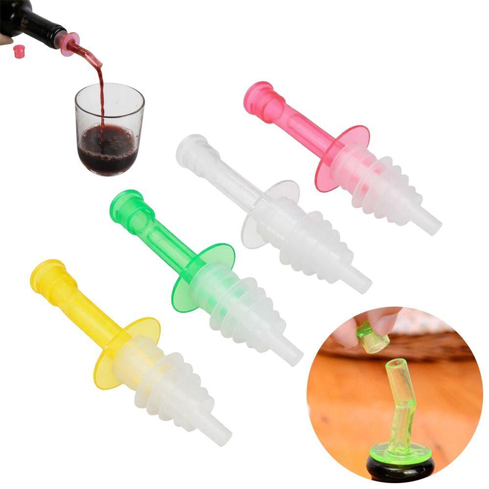 4Pcs Reusable Plastic Bottle Stopper Dustproof Leakproof Wine Mouth Multicolor Curved Spout Bottle Plug Kitchen Use