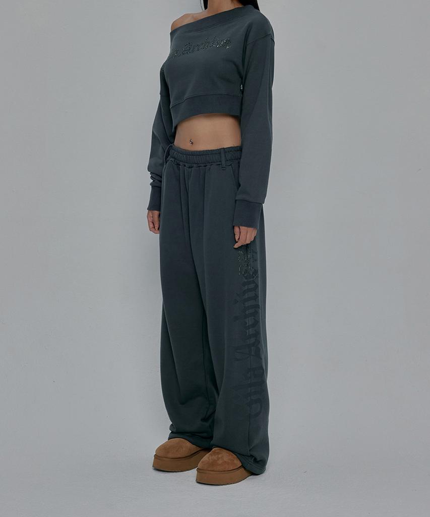 Gillaakaibeu Side Cross Logo Sweatpants_Charcoal