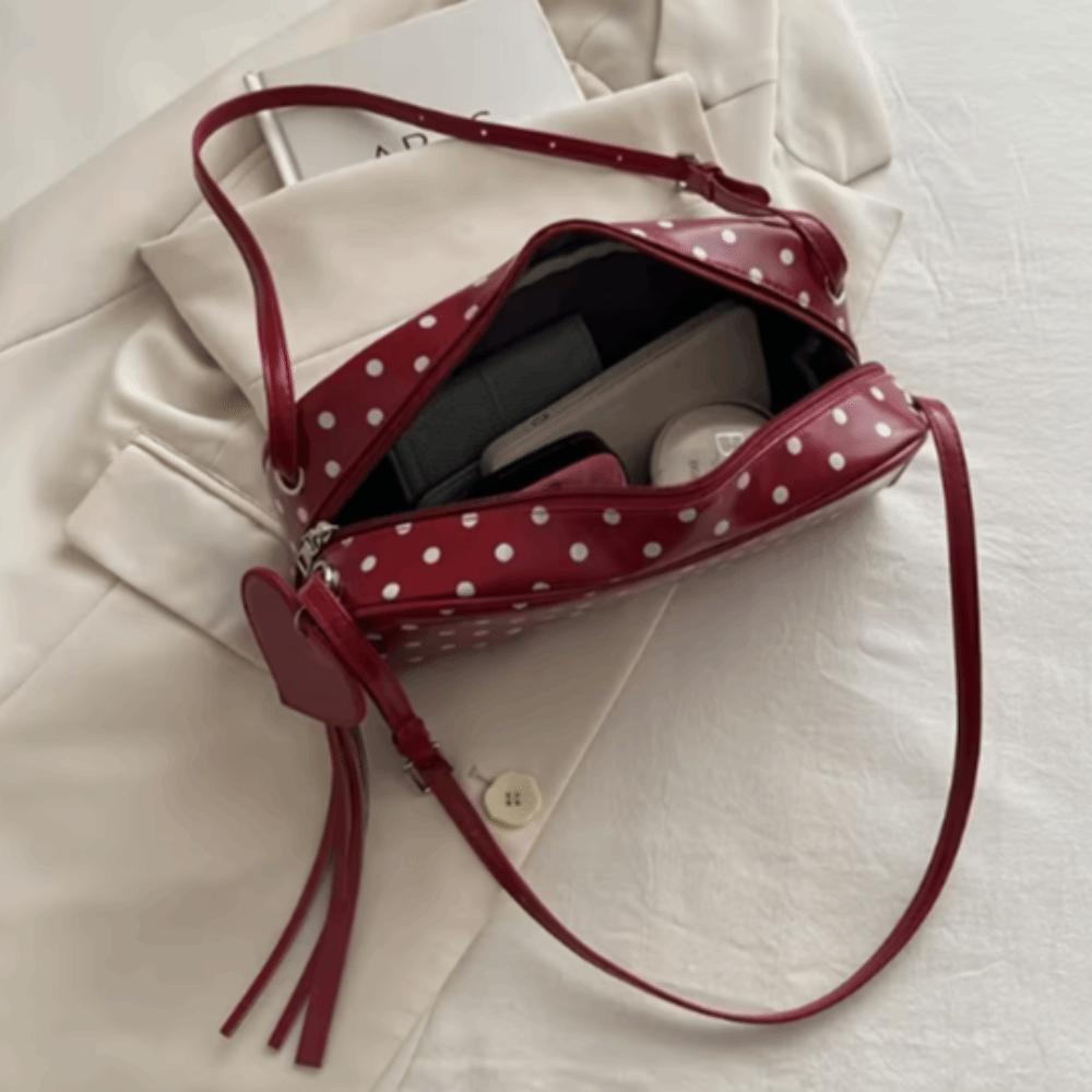 PU Leather Polka Dot Shoulder Bag Adjustable Straps Crossbody Bag New Tote Bag  Casual Wear