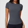 Damen Nude-Feeling Amerikanischer Stil Schnelltrocknendes Kurzarm-T-Shirt - Schlankmachendes Yoga-, Sport-, Fitness- und Laufoberteil