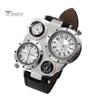 Men Chic Dual Movement Quartz Waterproof Outdoor Thermometer Compass Wrist Watch
