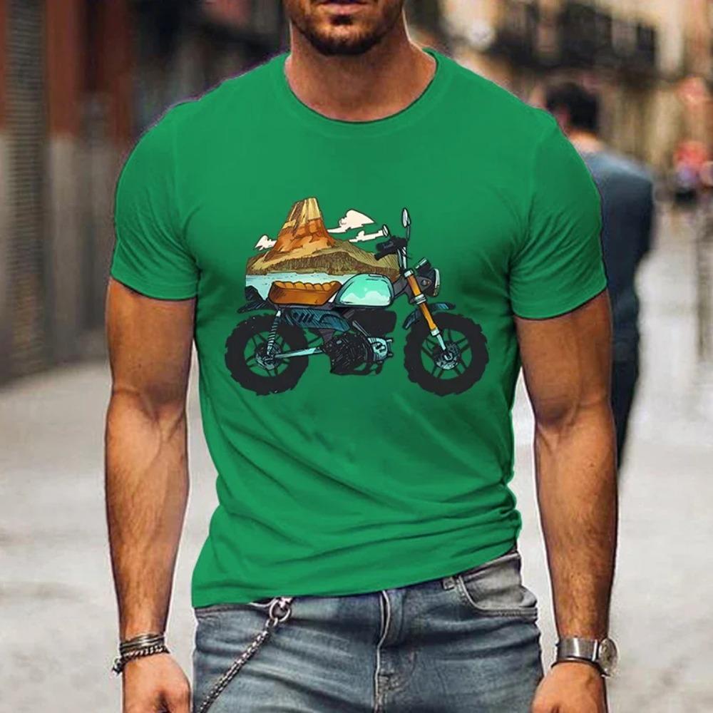 Mountain Motorcycle Print Men T-shirts Funny Style Tshirts Women Men Brand T Shirt Harajuku Fashion Motorcycle Loose Male Shirt