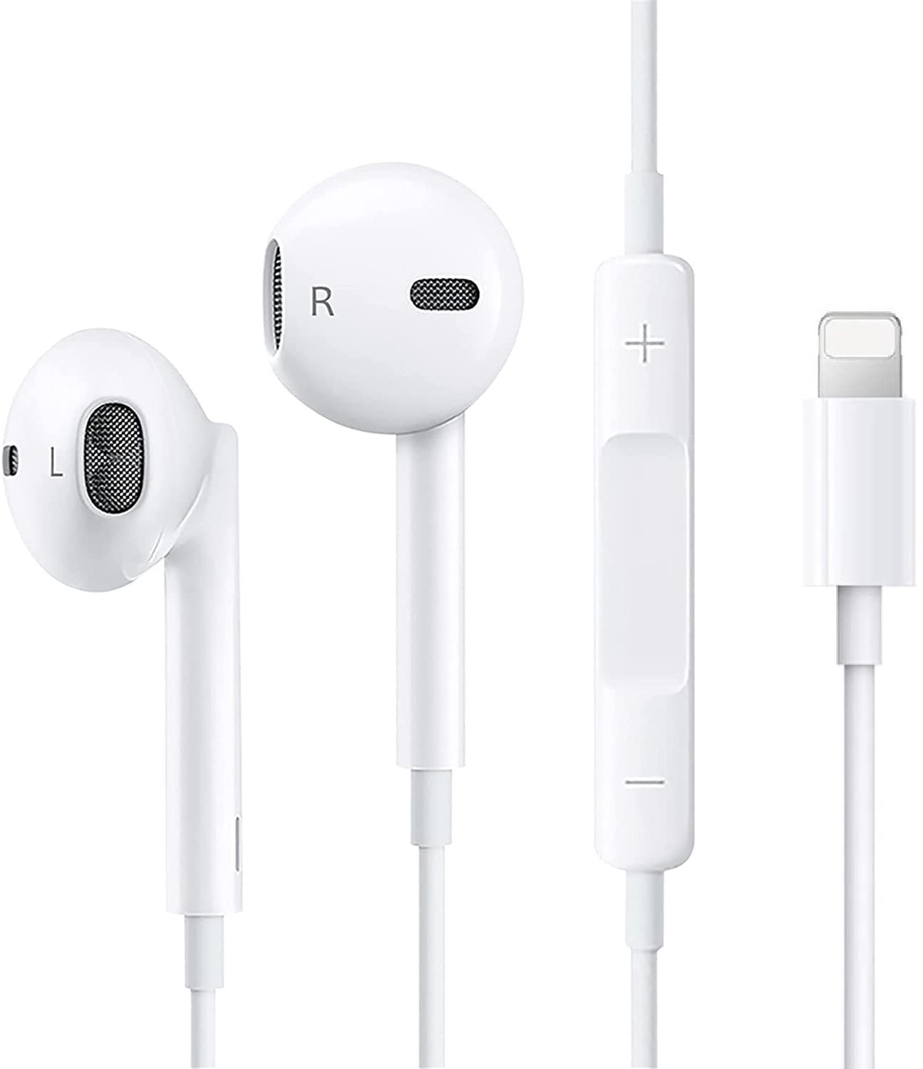 

New iPhone Wired Deep with Call Volume Compatible with iPhone [2025 Edition] Earphones, Earbuds, Bass, Mic, Support, Control, Compact, білий