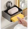 Wall-Mounted Soap Holder with Suction Cup for Bathroom Storage