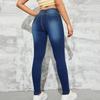 Damen-Freizeithose, einfarbig, vielseitig, schmal geschnitten, gerades Bein, Jeans