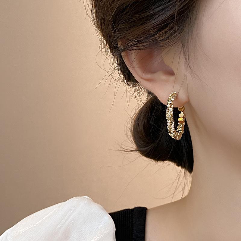 Silver Needle Zircon Geometric Earrings, European and American Fashion High-end Earrings, Niche Temperament Design Light Luxury Earrings