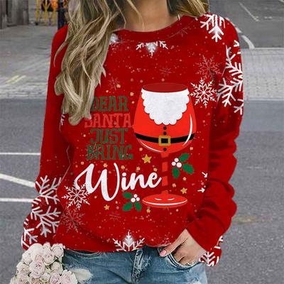 2023 Autumn Christmas Women‘s Hoodie Print O-neck Long Sleeve Loose Hoodies Female New Casual Holiday Trendy Ladies Clothes