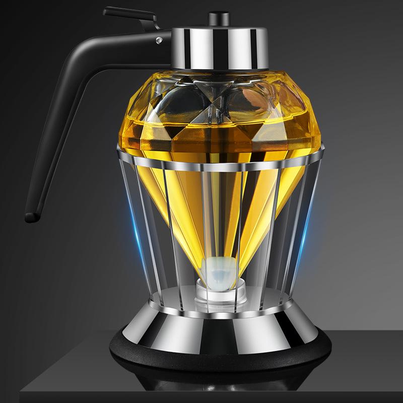 Diamond Glass Press-Type Oil Pot - Transparent, Exquisite Design, Visible Colors