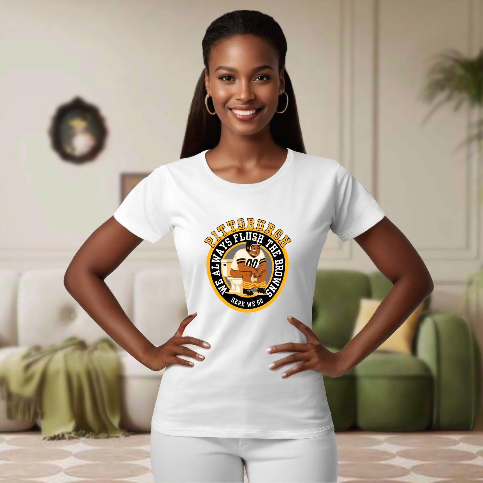 We Always Flush the Browns Tee - Pittsburgh Steelers Rivalry Shirt 2XL