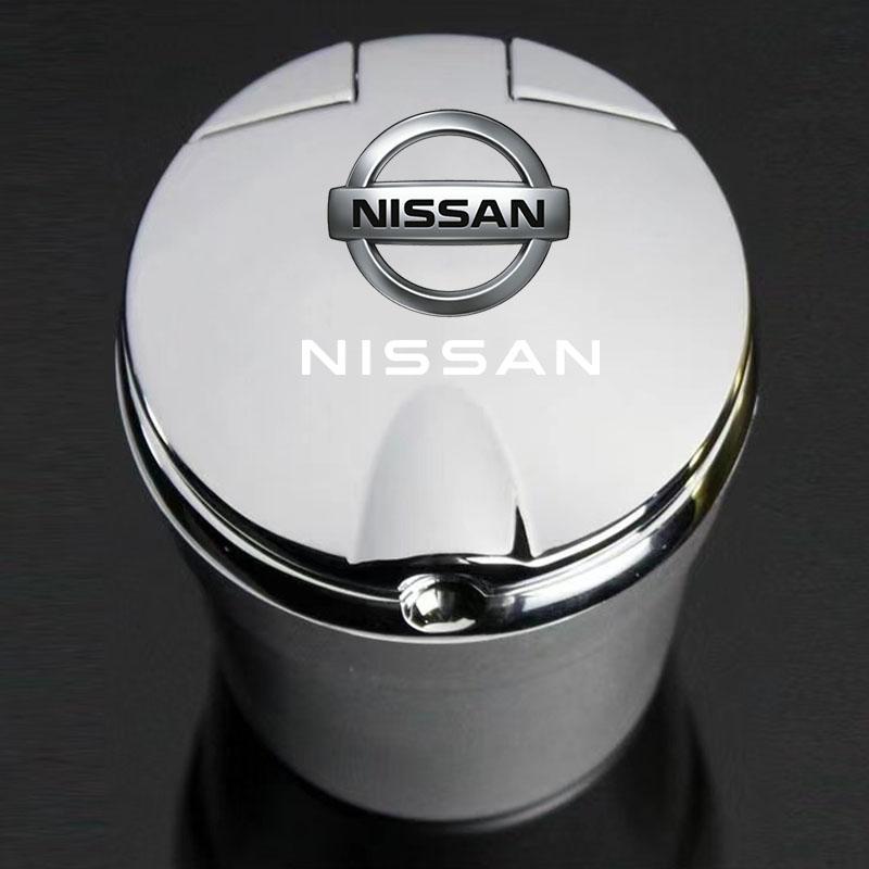 Car Ashtray with Cover LED Light Automotive Ashtray For Nissan Qashqai Sylphy Tiida Altima Teana X-Trail Leaf Juke Accessories