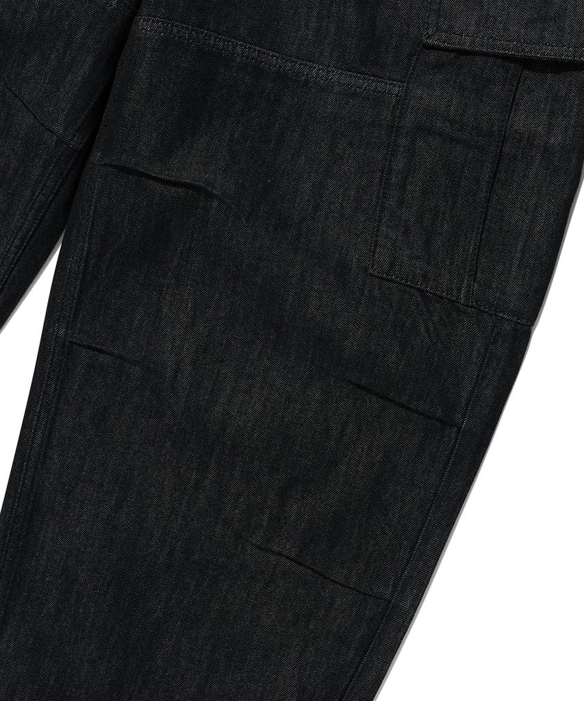 WACKY WILLY Wide Elastic Cargo Denim Pants Black